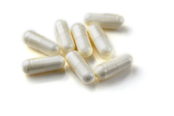 Витамины Капсулах Белом Фоне — стоковое фото