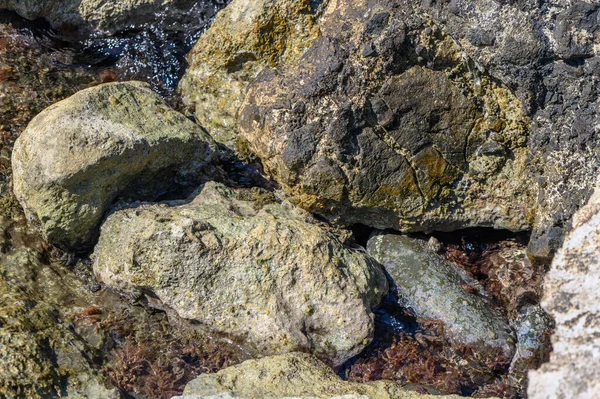 ビーチの海の大きな石 背景として — ストック写真