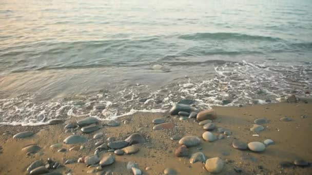Czas Lapse Nagrania Fal Wybrzeżu Morza Śródziemnego Zachodzie Słońca — Wideo stockowe