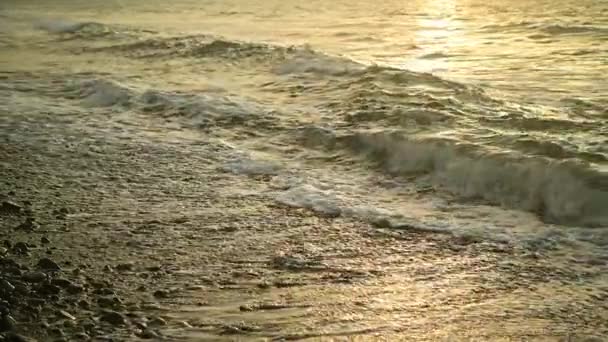 Mer Méditerranée Coucher Soleil Soir Belles Vagues — Video