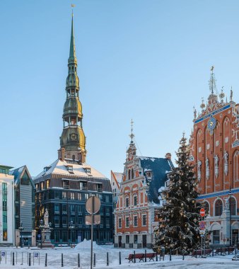 Letonya 'nın Eski Riga kentindeki Belediye Meydanı