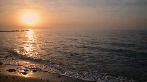 Mittelmeer Sonnenuntergang Abend Schöne Welle — Stockvideo