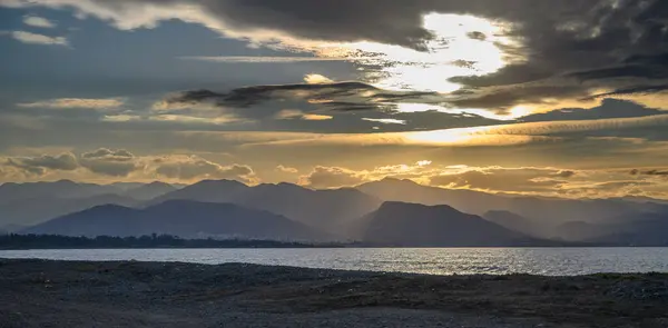 stock image evening sun over mountains and Mediterranean sea 30