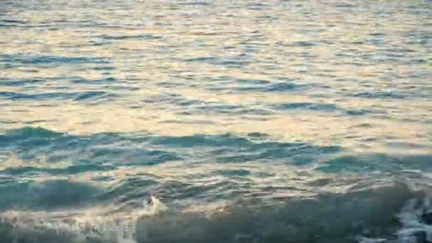 Kışın Gün Batımında Kıbrıs Adasında Akdeniz Dalgaları — Stok video