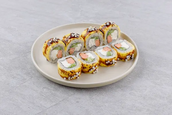 cheese rolls with grilled salmon for the food delivery website