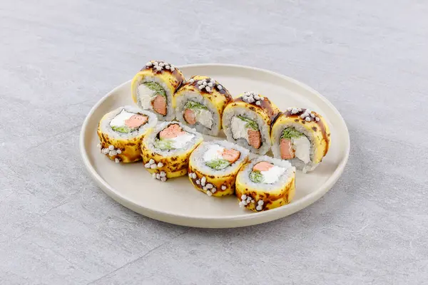 cheese rolls with grilled salmon for the food delivery website 1