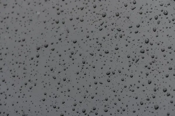 Full Frame Water Droplets Sliding Black Wet Surface — Stock Photo, Image