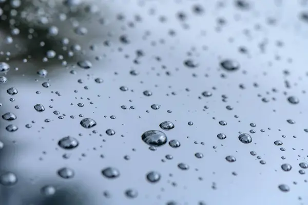 Gotas Chuva Superfície Vidro Carro Raindrops Fundo Abstrato Natural — Fotografia de Stock