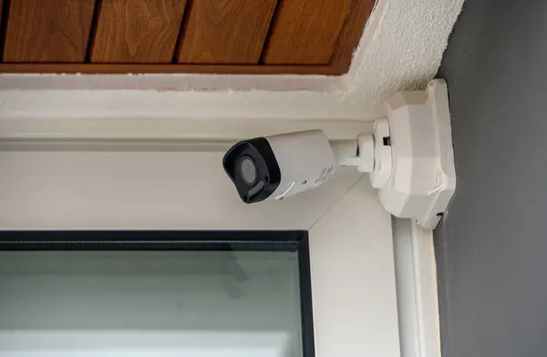 An IP CCTV camera is mounted outside the house for remote monitoring of its owners safety and to potentially save lives 1