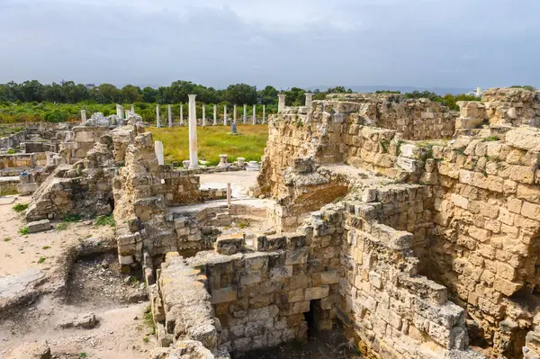 Σαλαμίνα Κύπρος Απριλίου 2024 Αρχαία Ελληνικά Ερείπια Και Κίονες Στη Φωτογραφία Αρχείου