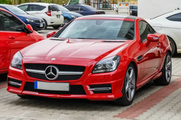 Gaziveren Cyprus 2024 Red Mercedes Benz Slk 250 Parking Lot — Stock Photo, Image
