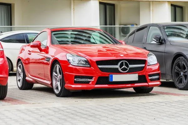 Gaziveren Cyprus 2024 Red Mercedes Benz Slk 250 Parking Lot Royalty Free Stock Images