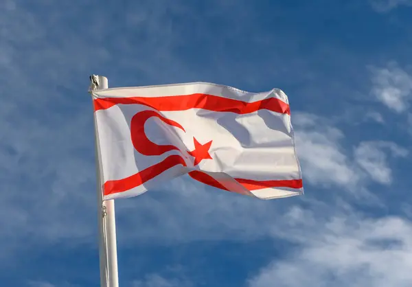 stock image Northern Cyprus flag waving in the wind 6