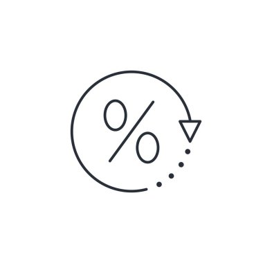 Yüzdeyi değiştiriyorum. Finansal teklifin kaynağı. Beyaz arkaplanda izole edilmiş vektör doğrusal simgesi.