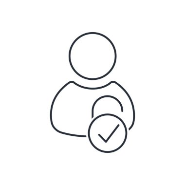  Kişisel profili aç. Beyaz arkaplanda izole edilmiş vektör doğrusal simgesi.