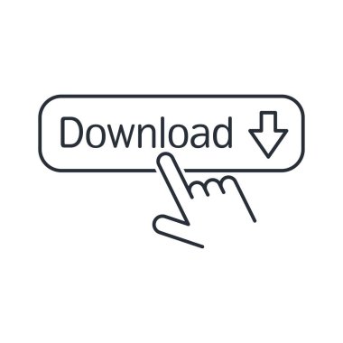 İndirme düğmesi. Beyaz arkaplanda izole edilmiş vektör doğrusal simgesi.