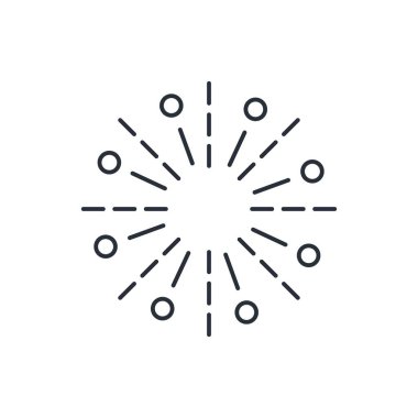 Selam, havai fişekler. Vektör doğrusal simgesi beyaz arkaplanda izole edildi.