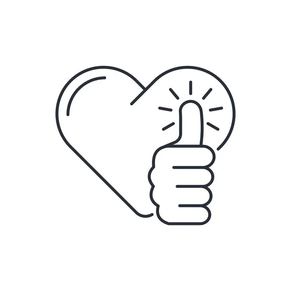 Καρδιά Και Χέρι Χειρονομία Τον Αντίχειρα Επάνω Ικανοποιημένη Ικανοποιημένη Καρδιά — Διανυσματικό Αρχείο