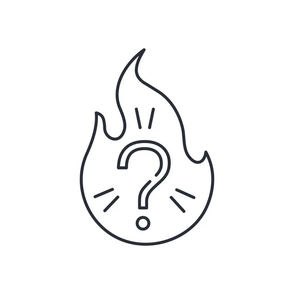 Fragezeichen Einer Flamme Heiße Drängende Frage Lineares Vektor Symbol Isoliert — Stockvektor