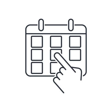 Belirlenmiş gün, dönem. Beyaz arkaplanda izole edilmiş vektör doğrusal simgesi.