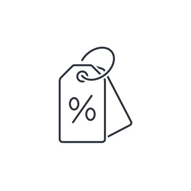 İndirim teklifi. Etiketler fiyat etiketi. Al, al. Beyaz arkaplanda izole edilmiş vektör doğrusal illüstrasyon simgesi.