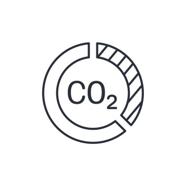 Bilgi Karbondioksit. Karbon emisyon analizleri. Beyaz arkaplanda izole edilmiş vektör doğrusal simgesi.