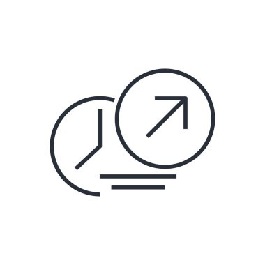 Okun yukarı doğru hareketi ve zamanı. Yeni olumlu yön. Beyaz arkaplanda izole edilmiş vektör doğrusal çizim.