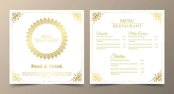 Menu Restaurant Avec Style Ornemental Élégant — Image vectorielle