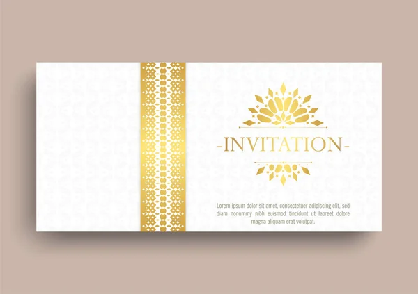 Gold Einladung Hintergrund Stil Ornamentale Muster — Stockvektor