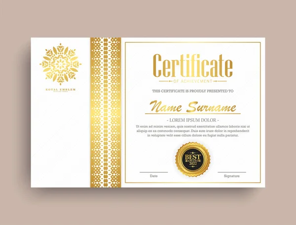 Certificado Logro Mejor Diploma Premio — Vector de stock
