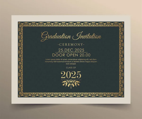 Luxury Dark Graduation Szablon Zaproszenia Ornament Border — Wektor stockowy