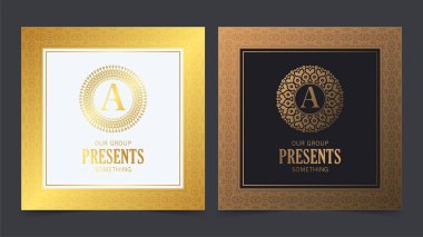 Lüks kartvizit ve vintage süsleme logo vektör şablonu