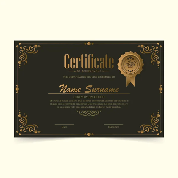 Certificato Conseguimento Miglior Diploma Aggiudicazione — Vettoriale Stock