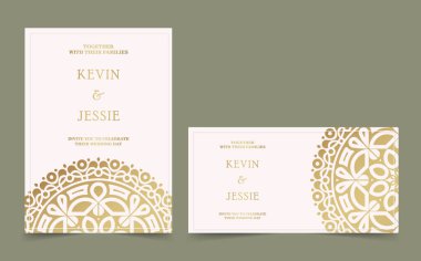 Lüks mandala tarzı düğün davetiyesi