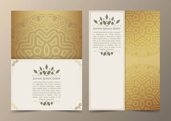 Luxury Ornament Greeting Card Vector Template Retro Wedding Invitation Advertising — Stock Vector