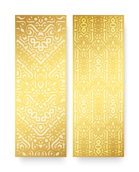 Banner Vertical Dourado Com Padrão Mínimo —  Vetores de Stock