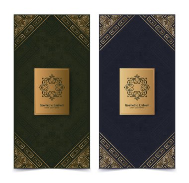 Kaligrafik vektör logosuna sahip lüks retro etiketler. Antika monogram koleksiyonu.