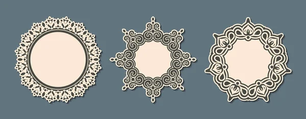 Conception Étiquettes Vintage Isolées Vectorielles Avec Cadre Circulaire — Image vectorielle