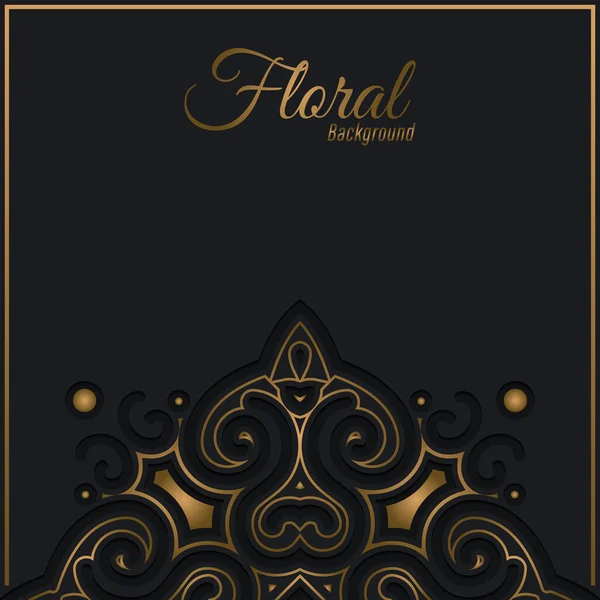 Fondo Marco Floral Decorativo Oro Lujo — Archivo Imágenes Vectoriales