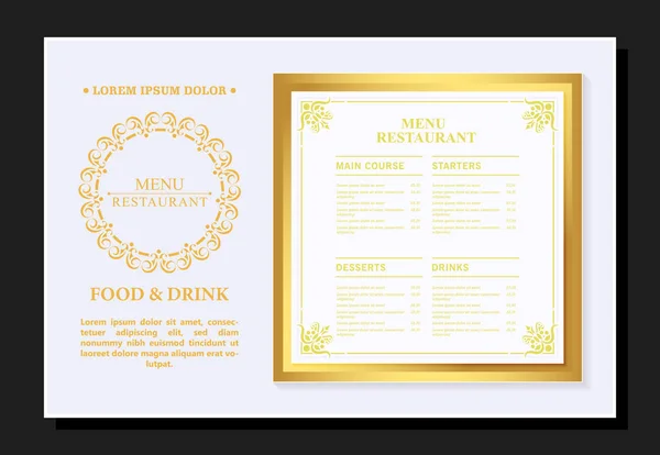 Élégante Couverture Menu Restaurant Avec Logo Ornement — Image vectorielle