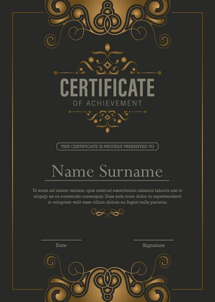 Сертификат Класса Люкс Золотой Рамкой — стоковый вектор