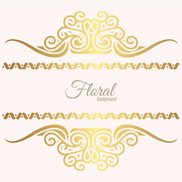 Fond Floral Design Bannière Dorée — Image vectorielle