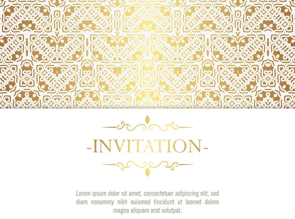 Luxus Weiß Einladung Hintergrund Stil Ornamentale Muster — Stockvektor