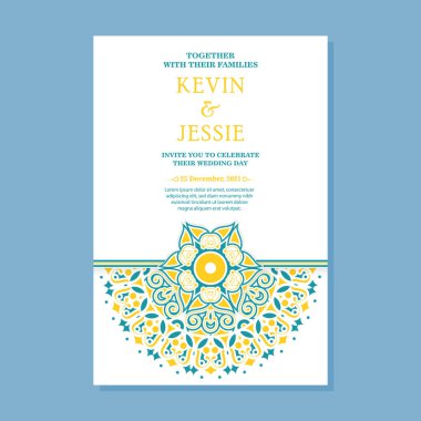 Colorful mandala wedding card template