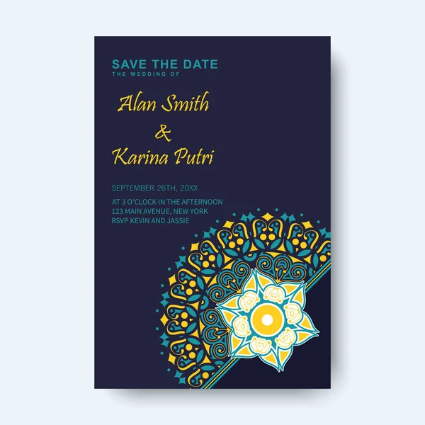 Colorful mandala wedding card template