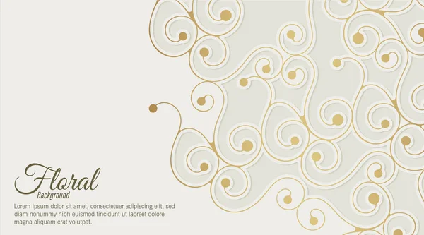 白色和金色花卉装饰背景 — 图库矢量图片