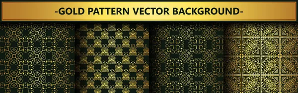 Collection Gold Black Seamless Pattern Background — Stock Vector