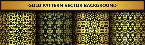 Kollektion Gold Und Schwarze Nahtlose Muster Hintergrund — Stockvektor