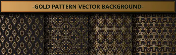 Collectie Goud Zwart Naadloze Patroon Achtergrond Vectorbeelden