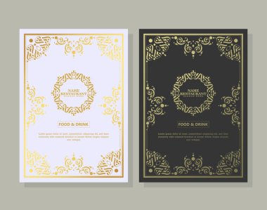 Zarif süslemeli altın restoran menüsü